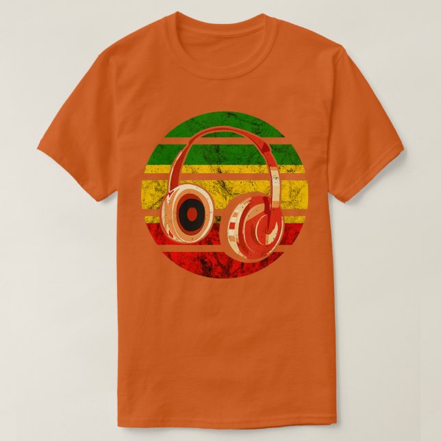 Rasta Reggae Music Headphone Rastafarian Jamaica T Shirt (Design framsida)