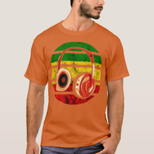 Rasta Reggae Music Headphone Rastafarian Jamaica T Shirt