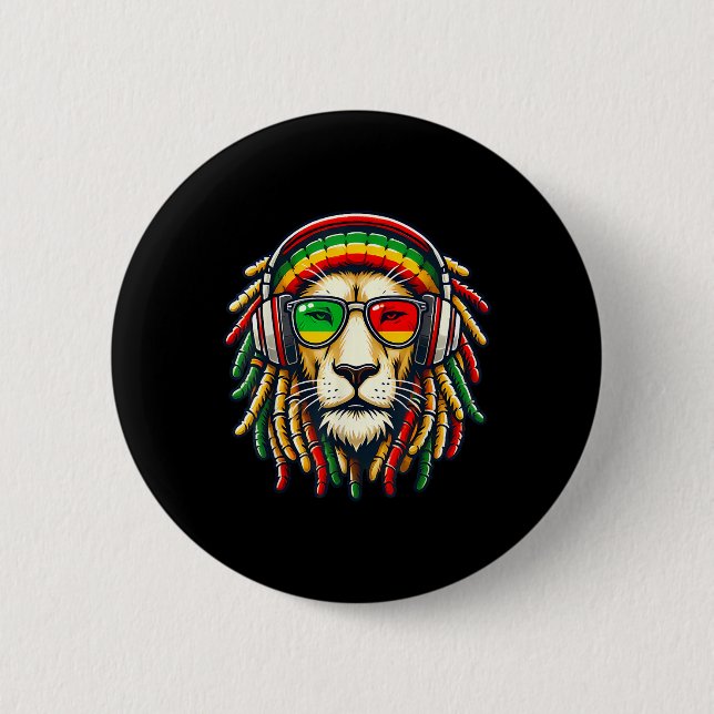 Rasta Reggae Music Lejon Jamaica Knapp (Framsida)