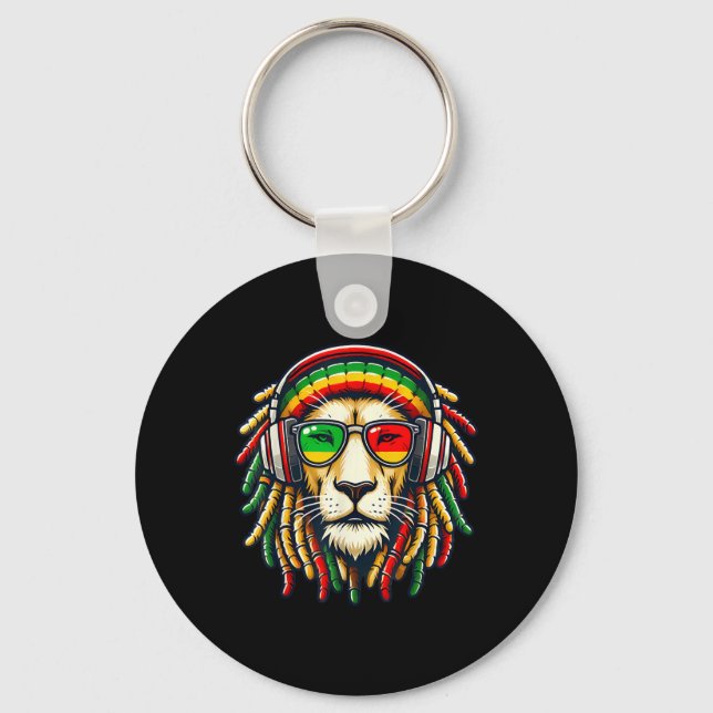 Rasta Reggae Music Lejon Jamaica Nyckelring (Framsida)