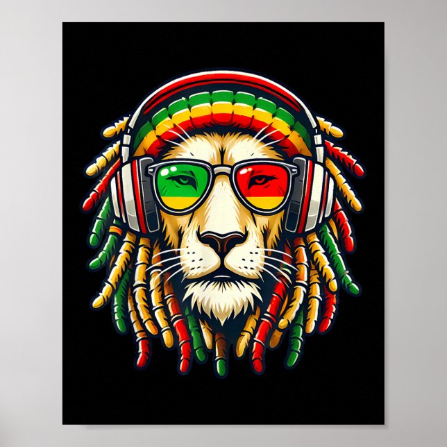 Rasta Reggae Music Lejon Jamaica Poster (Framsidan)
