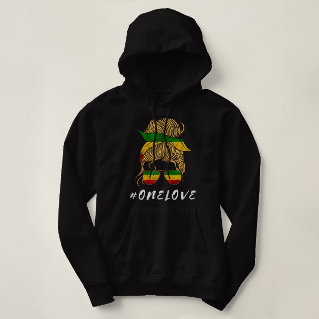 Rasta Reggae Music One Kärlek Messy Bun Hair Jamai T Shirt (Design framsida)