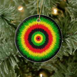 Rasta Reggae Musik Tie Dye Bullseye Julgransprydnad Keramik