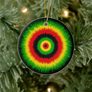 Rasta Reggae Musik Tie Dye Bullseye Julgransprydnad Keramik