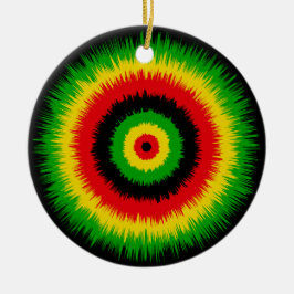 Rasta Reggae Musik Tie Dye Bullseye Julgransprydnad Keramik