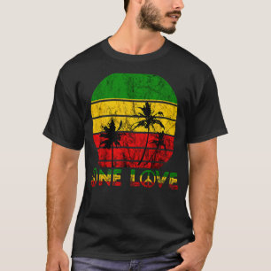 Rasta Reggae One Kärlek Retro Vintage Sunset Jamai T Shirt
