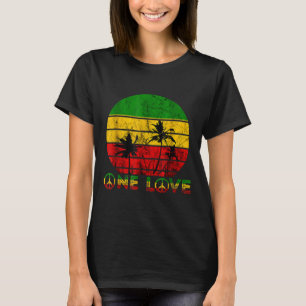 Rasta Reggae One Kärlek Retro Vintage Sunset Jamai T Shirt