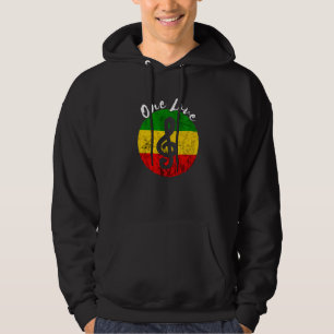 Rasta Reggae Rastafari Roots Music Note One Kärlek Hoodie