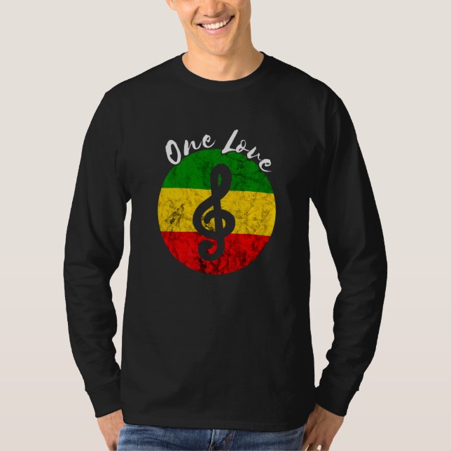 Rasta Reggae Rastafari Roots Music Note One Kärlek T Shirt (Framsida)