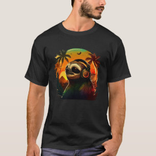 Rasta Reggae Sloth Music Rastafari Hippie Jamaican T Shirt