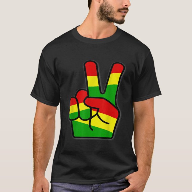 Rasta Reggae Victory Färg Art för Rastafari Kärlek T Shirt (Framsida)
