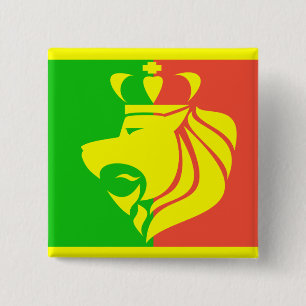 Rasta Reggaeflagga och lejont Knapp