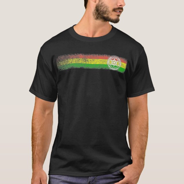Rasta Reggaerandar med stjärnan och kor Tee Shirt (Framsida)