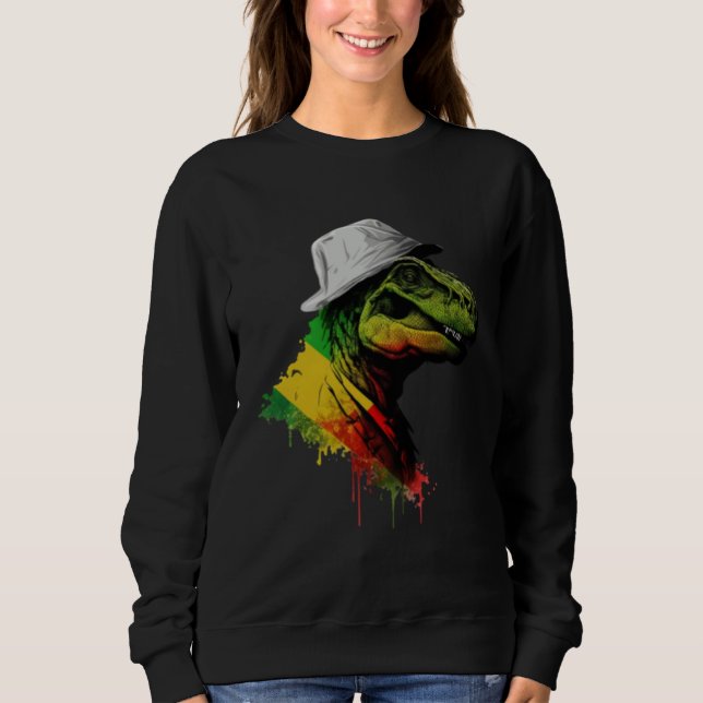 Rasta Rex Stylish Rastafari Reggae & Jamaica Vibes T Shirt (Framsida)