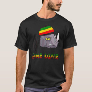 Rasta Rhino Reggae One Kärlek Rastafarian Roots Ja T Shirt