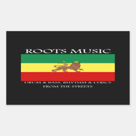 Rasta - Roots Music Etiopien Flagga Lejon om Judah Rektangulärt Klistermärke