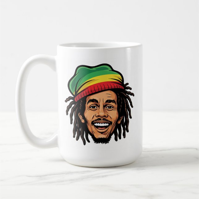 Rasta Roots & Reggae Rhythms - Iconic Bob Marley Kaffemugg (Vänster)