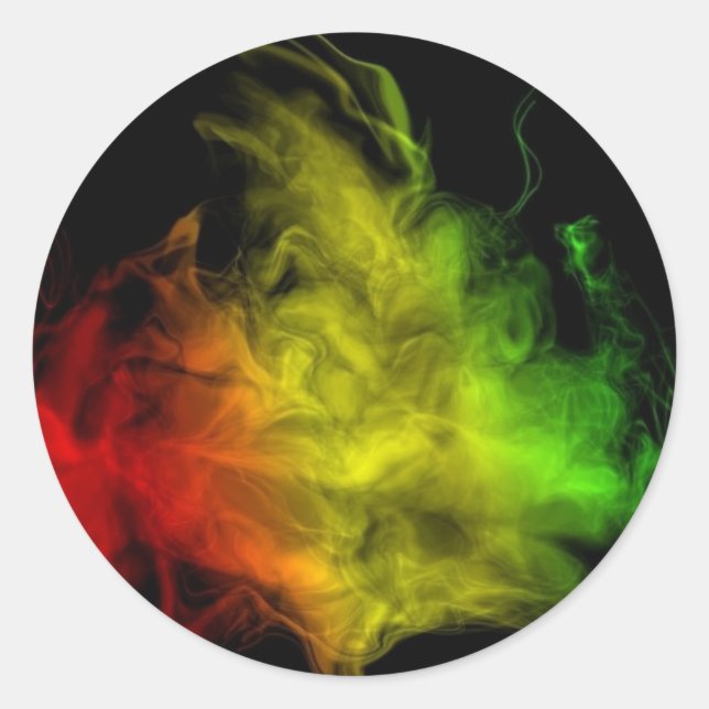 Rasta Smoke Sticker Runt Klistermärke (Framsida)