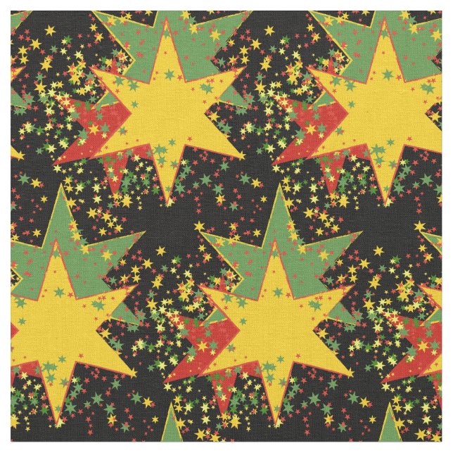 Rasta Starburst tyg i de Rasta färgerna (Närbild)