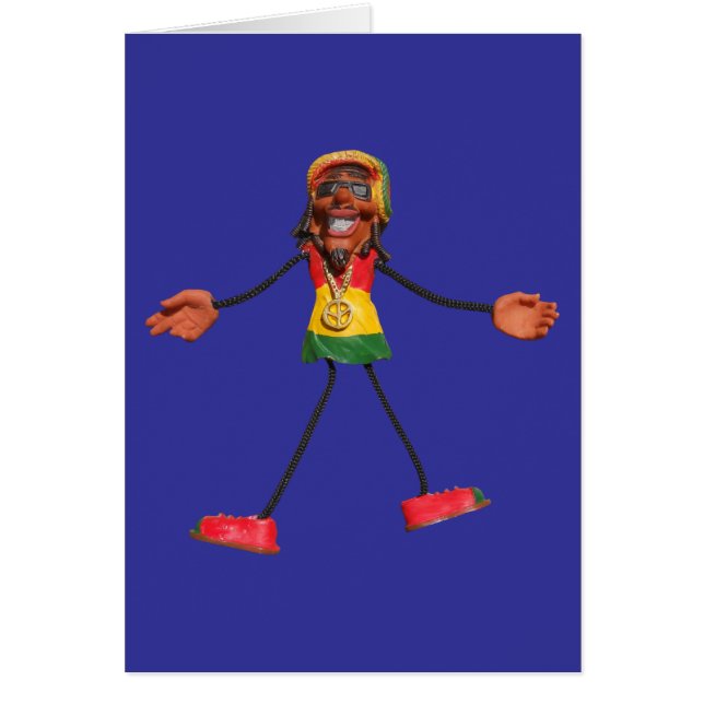 Rasta stick figur med den guld- fredsteckenet hälsningskort (Framsidan)