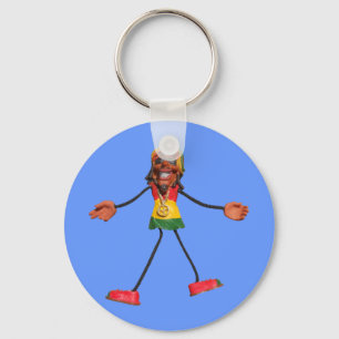 Rasta stick figur med den guld- fredsteckenet nyckelring