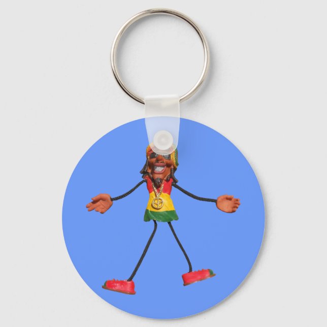Rasta Stick figur med Guld Fredstecken Nyckelring (Framsida)