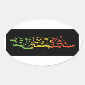 Rasta Sticker Oval Black Färgad Ovalt Klistermärke