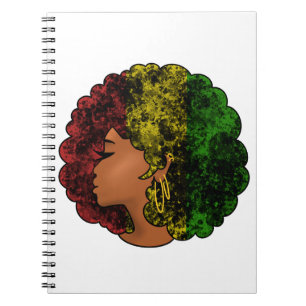 Rasta svart flicka kvinna afro röd gul grön anteckningsbok