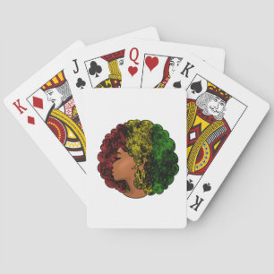 Rasta svart flicka kvinna afro röd gul grön  casinokort