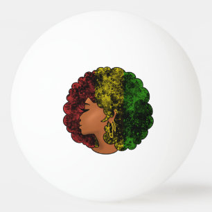 Rasta svart flicka kvinna afro röd gul grön  pingisboll