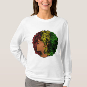 Rasta svart flicka kvinna afro röd gul grön  t shirt