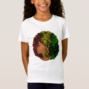 Rasta svart flicka kvinna afro röd gul grön  t shirt