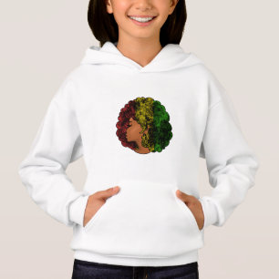 Rasta svart flicka kvinna afro röd gul grön t shirt