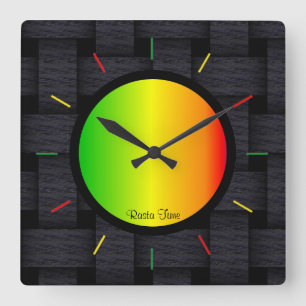 Rasta Time Fyrkantig Klocka
