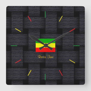 'Rasta Time Fyrkantig Klocka