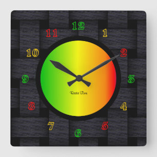 Rasta Time Fyrkantig Klocka