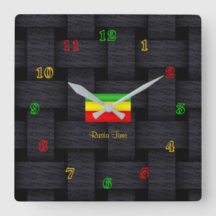 'Rasta Time Fyrkantig Klocka