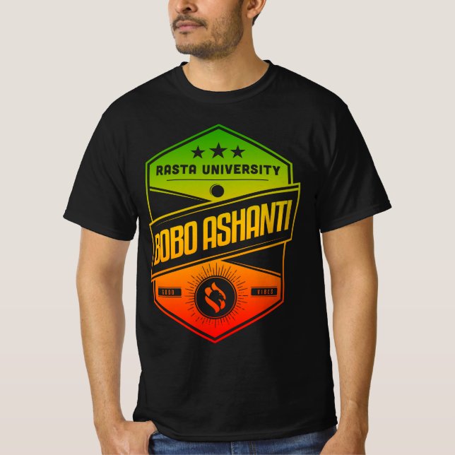 Rasta Universiteten Bobo Ashanti Good Vibes Reggae T Shirt (Framsida)