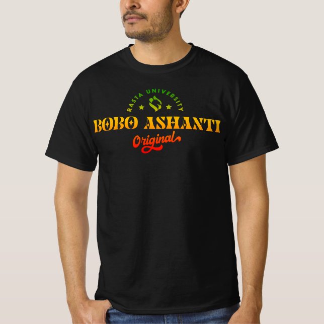 Rasta Universiteten Bobo Ashanti Original Reggae T Shirt (Framsida)