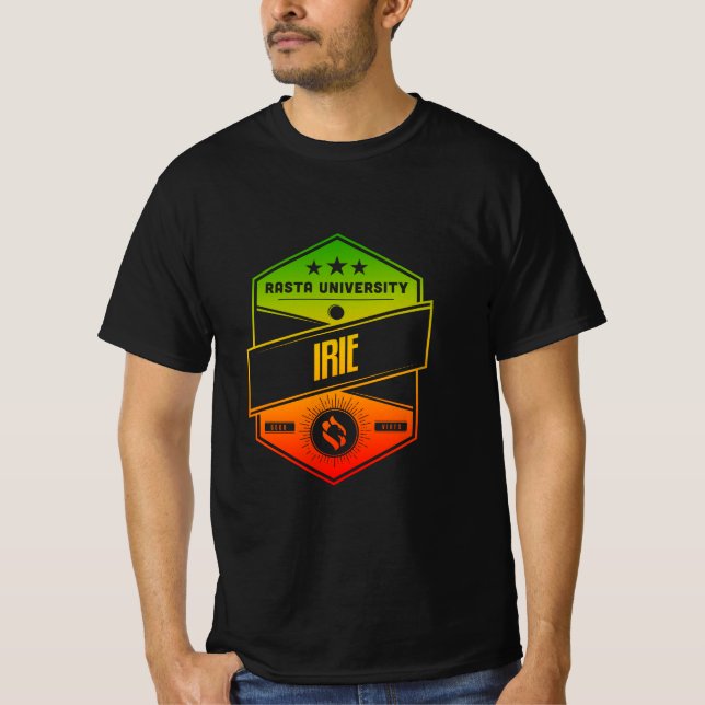 Rasta Universiteten Irie Good Vibes Rasta Reggae T Shirt (Framsida)