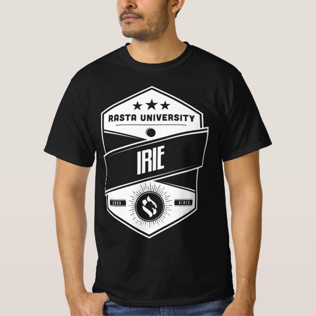 Rasta Universiteten Irie Good Vibes Reggae T Shirt (Framsida)
