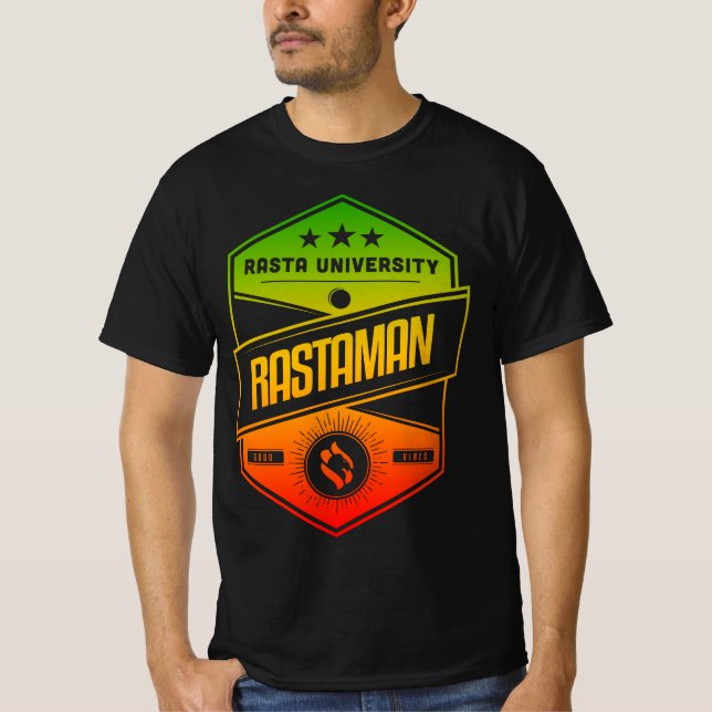 Rasta Universiteten Rastaman Good Vibes Rasta Regg T Shirt (Framsida)