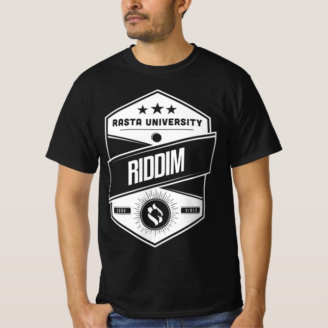 Rasta Universiteten Riddim Good Vibes Reggae T Shirt (Framsida)