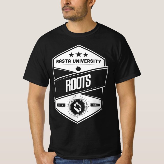 Rasta Universiteten Roots Good Vibes Reggae T Shirt (Framsida)