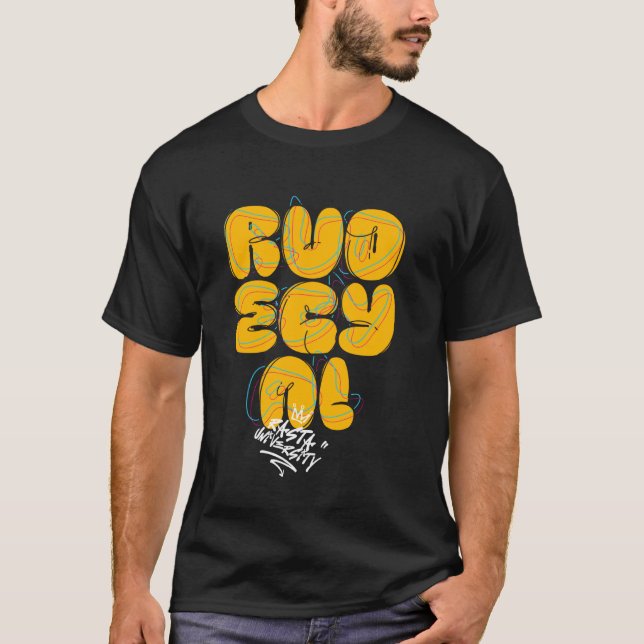 Rasta Universiteten Rude Gyal Graffiti Stil Reggae T Shirt (Framsida)