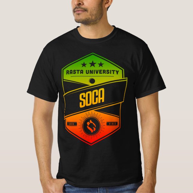 Rasta Universiteten Soca Good Vibes Rasta Reggae T Shirt (Framsida)
