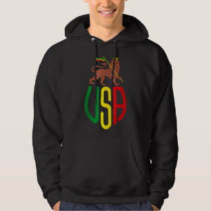 Rasta Usa Reggae Music Zion Lejon Jamaica Rastafar Hoodie