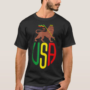 Rasta Usa Reggae Music Zion Lejon Jamaica Rastafar T Shirt