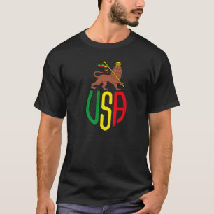 Rasta Usa Reggae Music Zion Lejon Jamaica Rastafar T Shirt