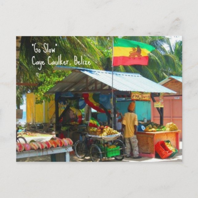 Rasta Veggie stand n Caye Caulker, Belize Postcard Vykort (Framsida)